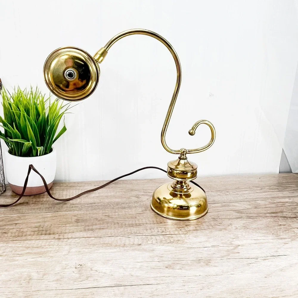 Vintage‎ Brass Bankers Desk Lamp: Maximalist Gold Decor